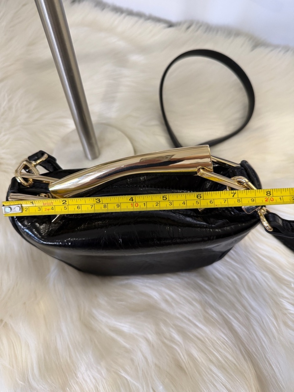 Zara Mini Bucket Bag with Metallic Gold Handle with storage bag - Picture 5 of 14